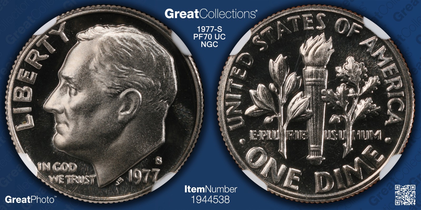 1977-S Roosevelt Dime graded by NGC PF70 ULTRA CAMEO!!