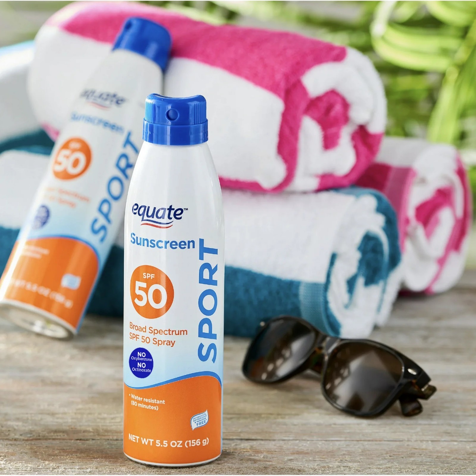Equate Sport Broad Spectrum Sunscreen Spray, SPF 50, Twin Pack