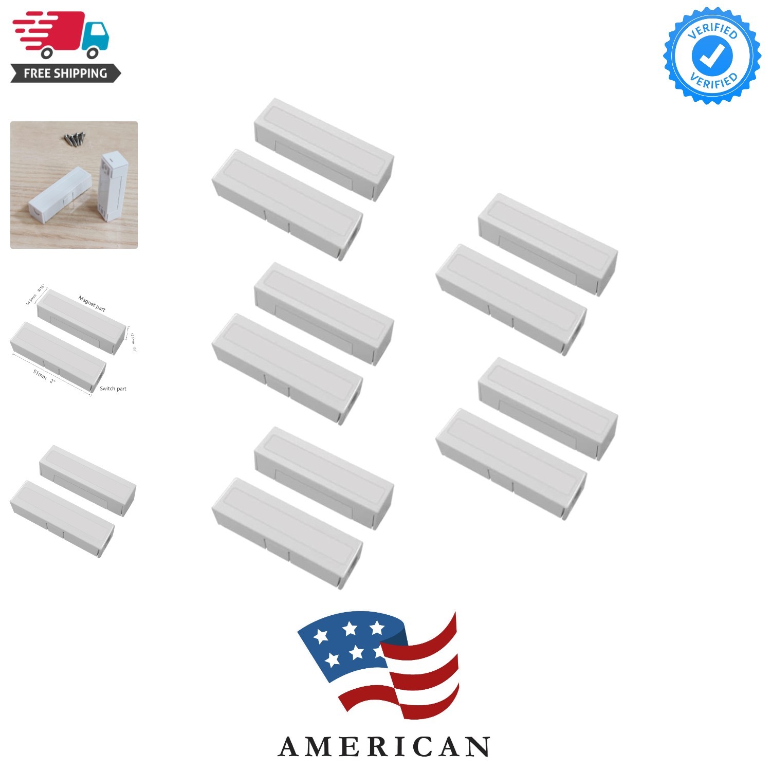 5 Pack NC Magnetic Switch Contacts Door Sensor for Home Alarm Security System