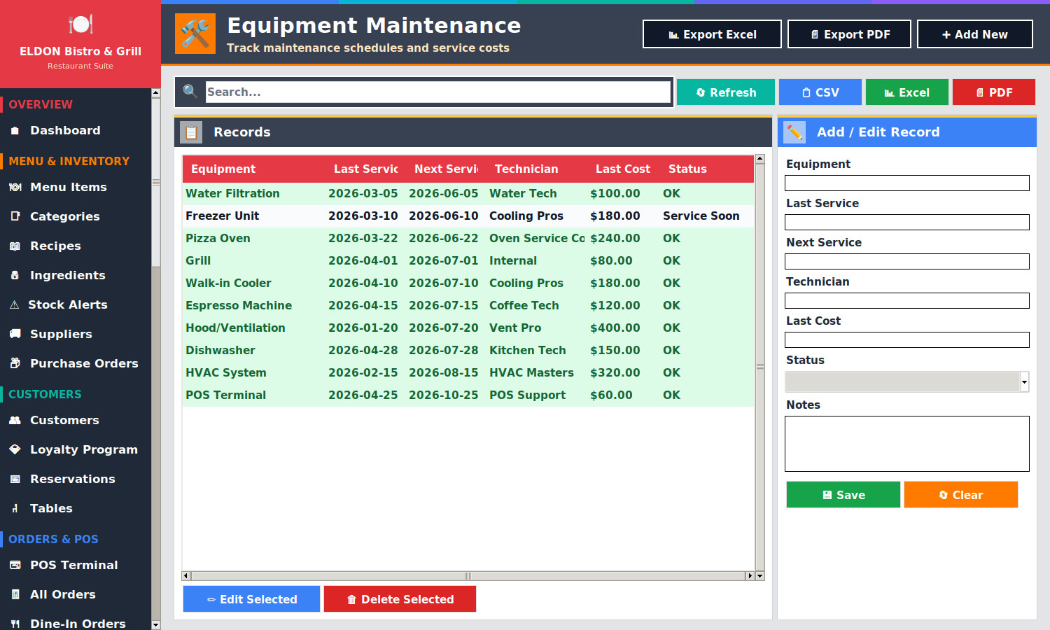 Restaurant POS Software on USB Flash Drive Menu Inventory Payroll Windows Mac
