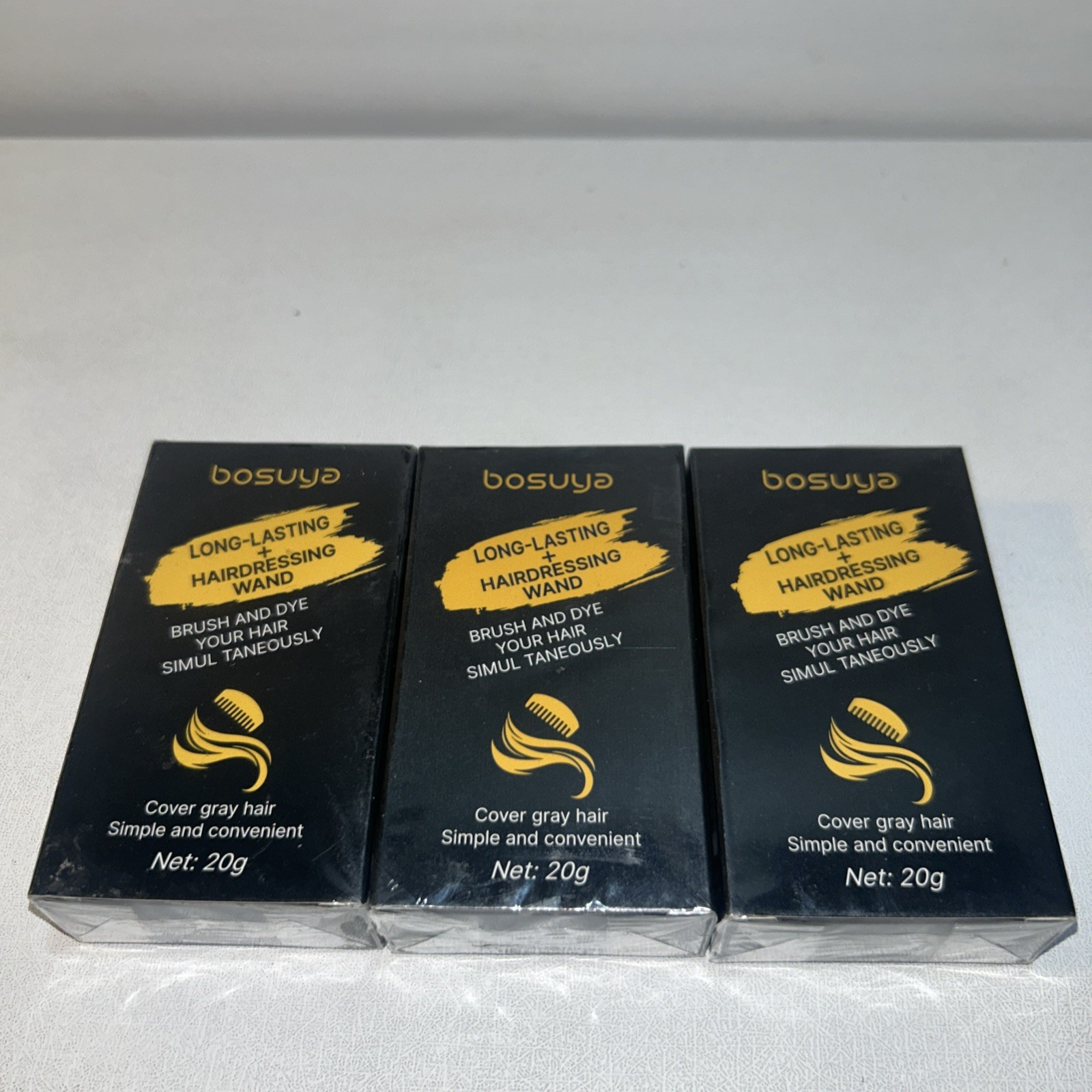 3 Sealed Long Lasting Brush & Dye Grey Hair Coverage Wands #2 Brownish Black
