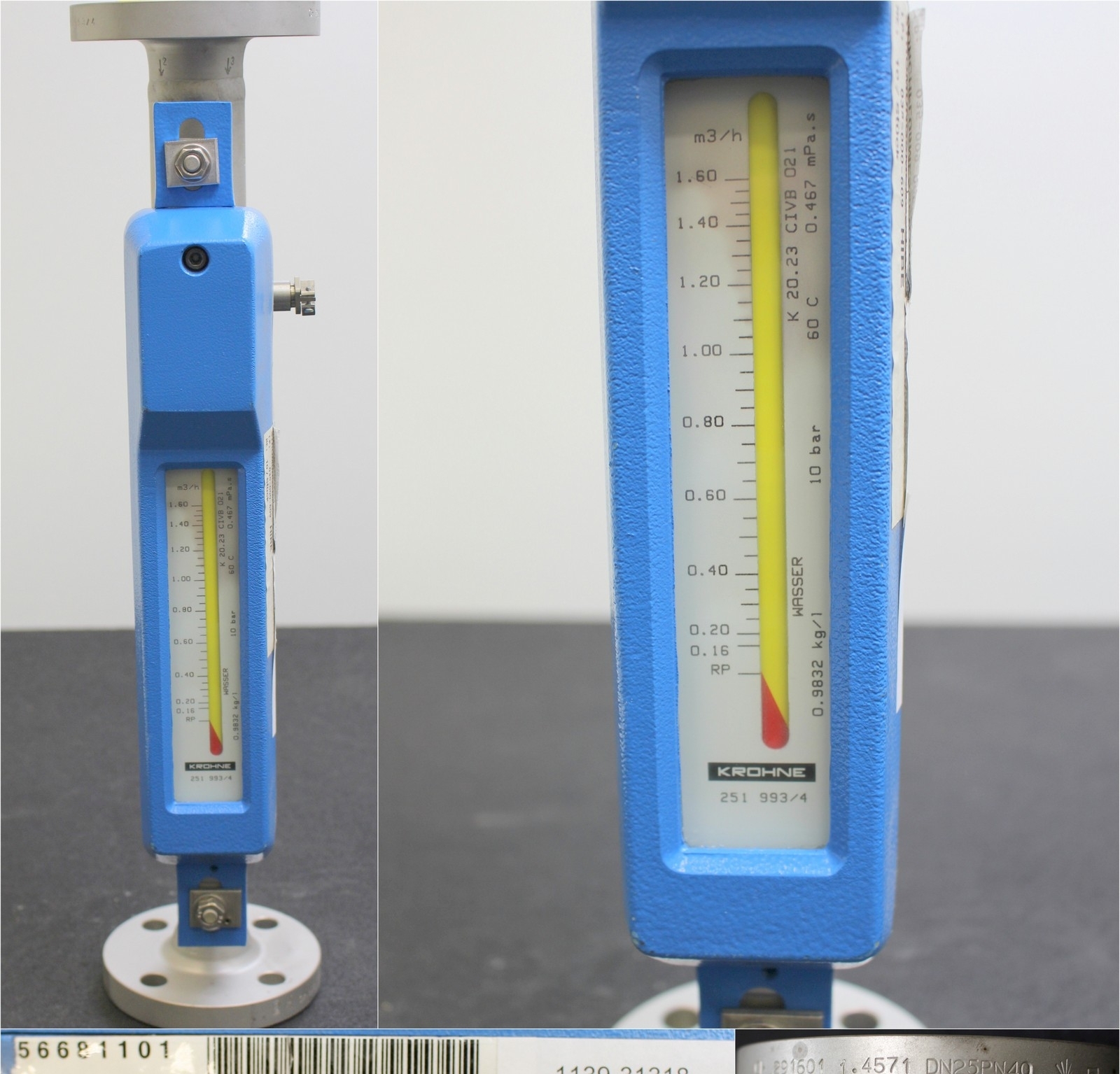 Krohne float flow meter H54/RR/M3/K1 - 0-1.6m³ water - DN25 PN40