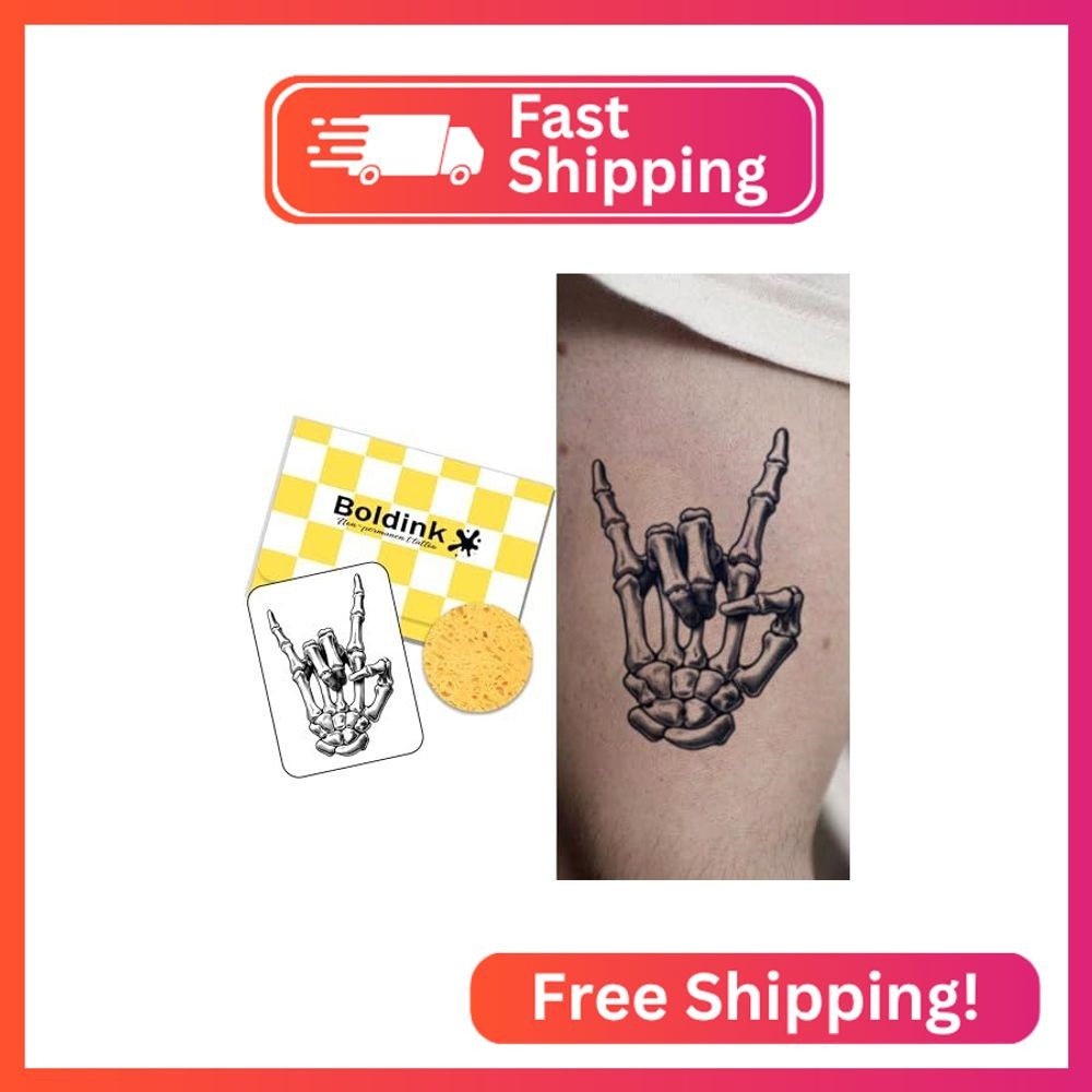 Skull Palm Temporary Tattoos for Adults Realistic Fake Tattoo Waterproof