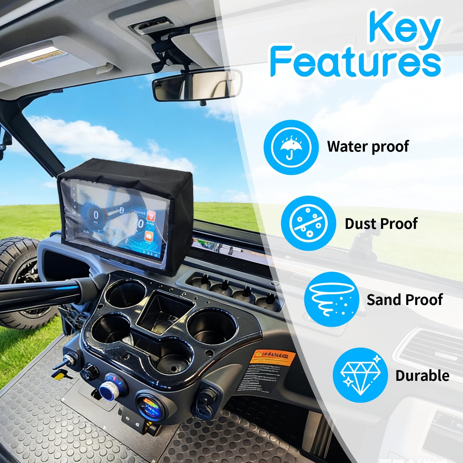 LIXOOMER Golf Cart Screen Cover for Convenient Touchscreen Use, black