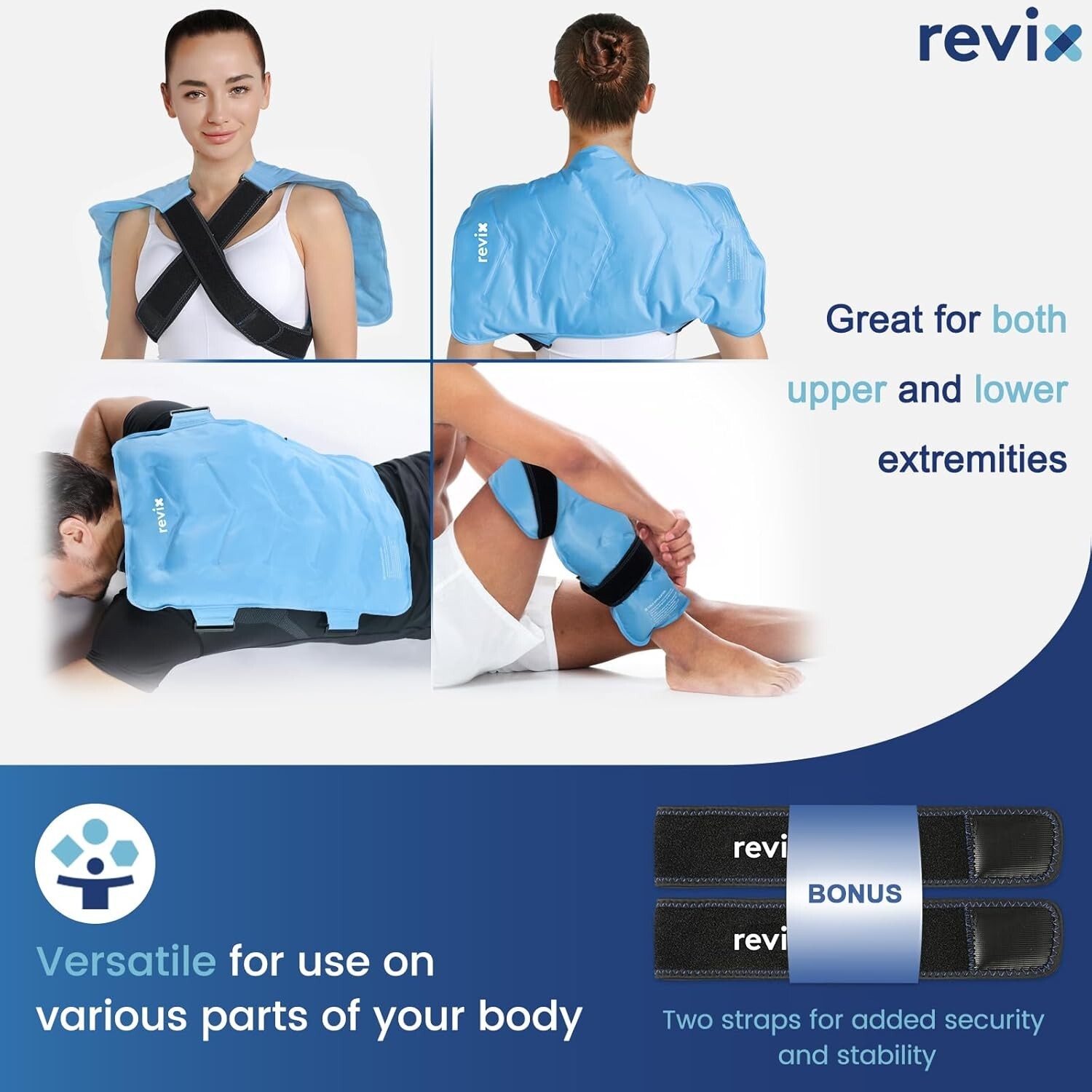 Extra-Large Ice Pack with Elastic Straps for Back Discomfort - Cold Compression