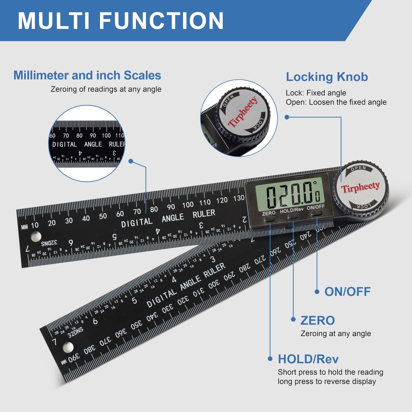 Digital Angle Finder Protractor, 3rd Generation Quick Display Angle Gauge Rul...
