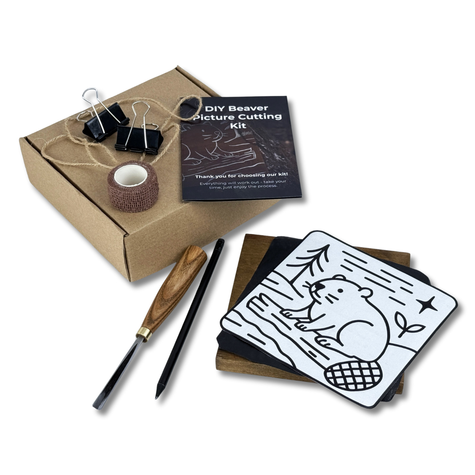 Beaver Wood Carving Kit for Beginners - DIY Wall Art Set with Video Tutorial