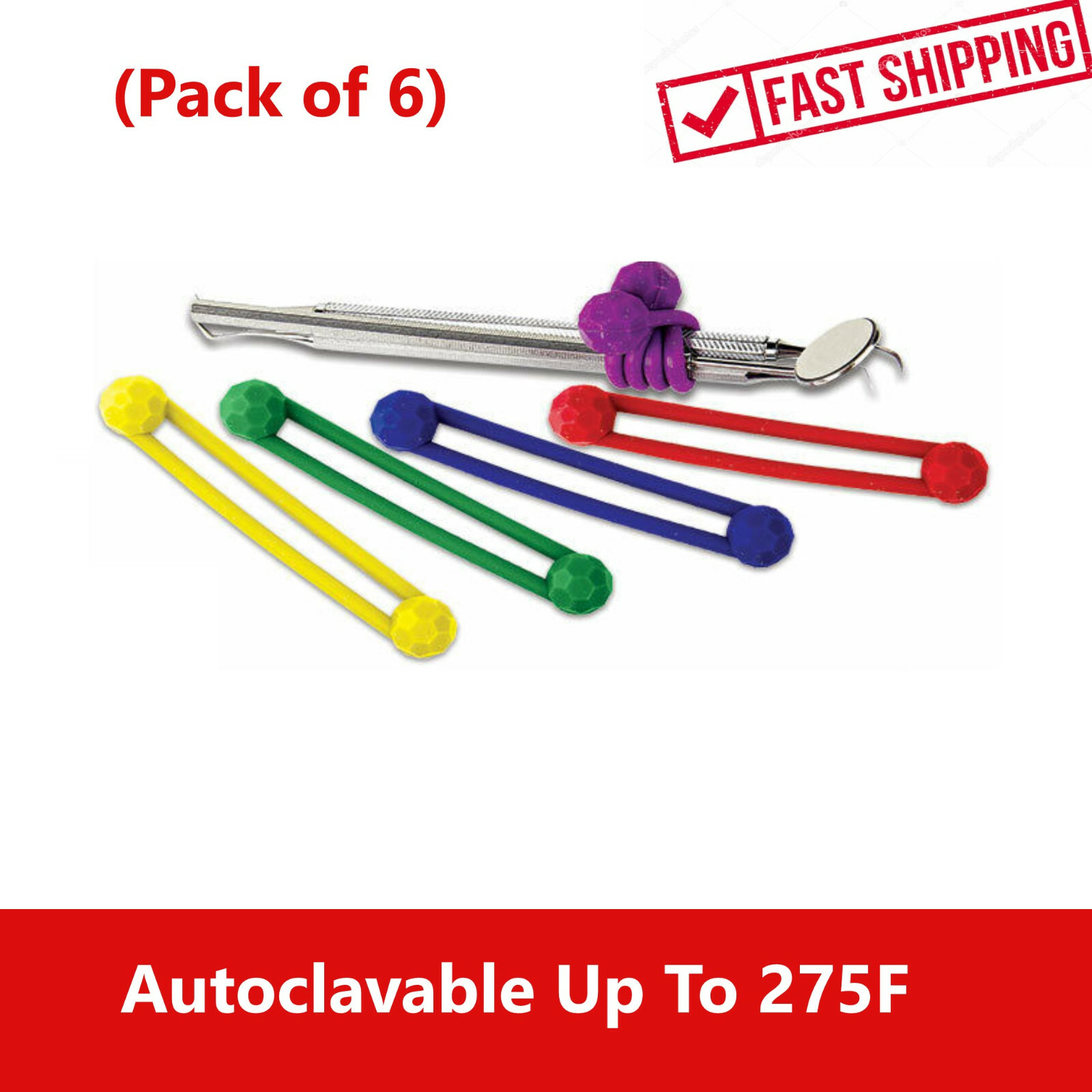 Dental Silicone Instrument Ties Autoclavable Up to 275°F  6/Pk Dental Pro-Ties