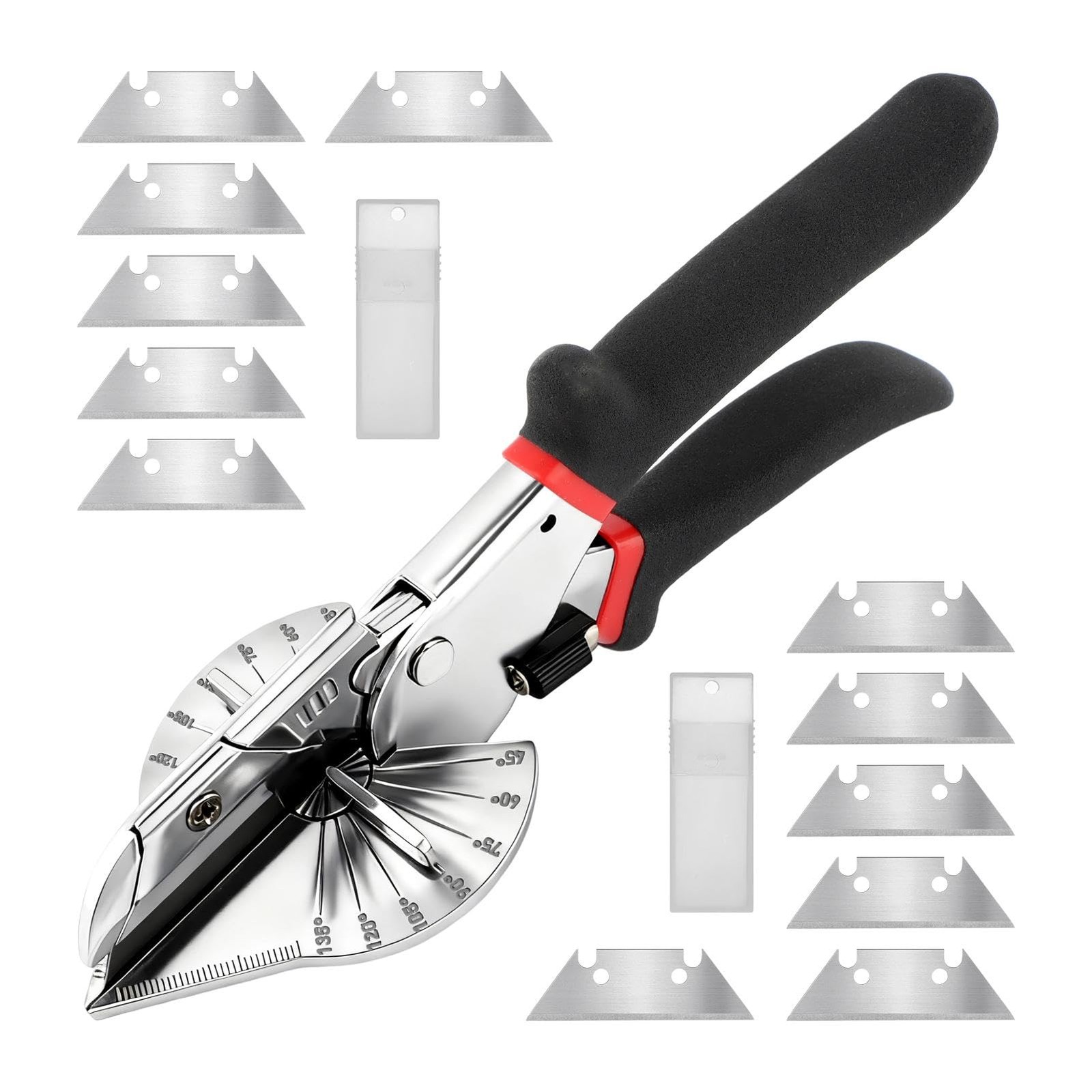 Miter Shears for Molding, 45°-135° Adjustable Trim Cutter, 12 SK5 Blades