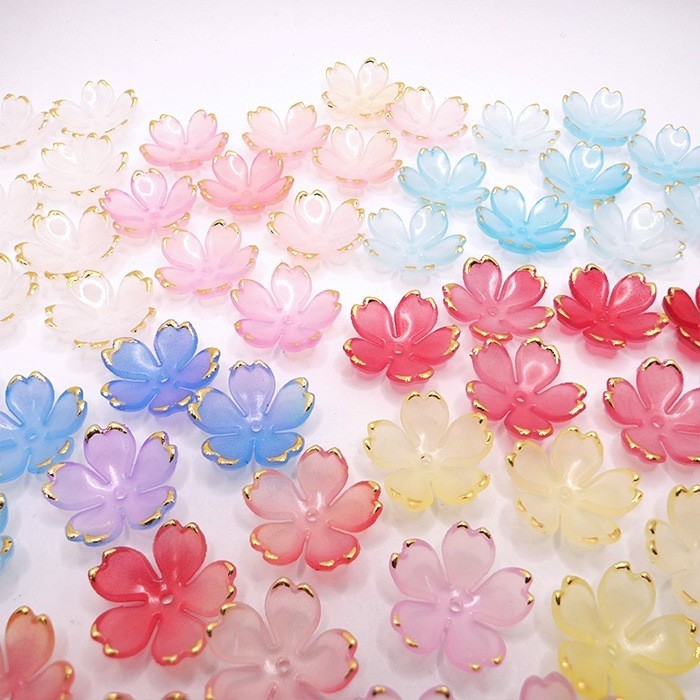 Deco Parts Sakura Gold Plastic Charms 18mm, 30pcs, 8 Colors