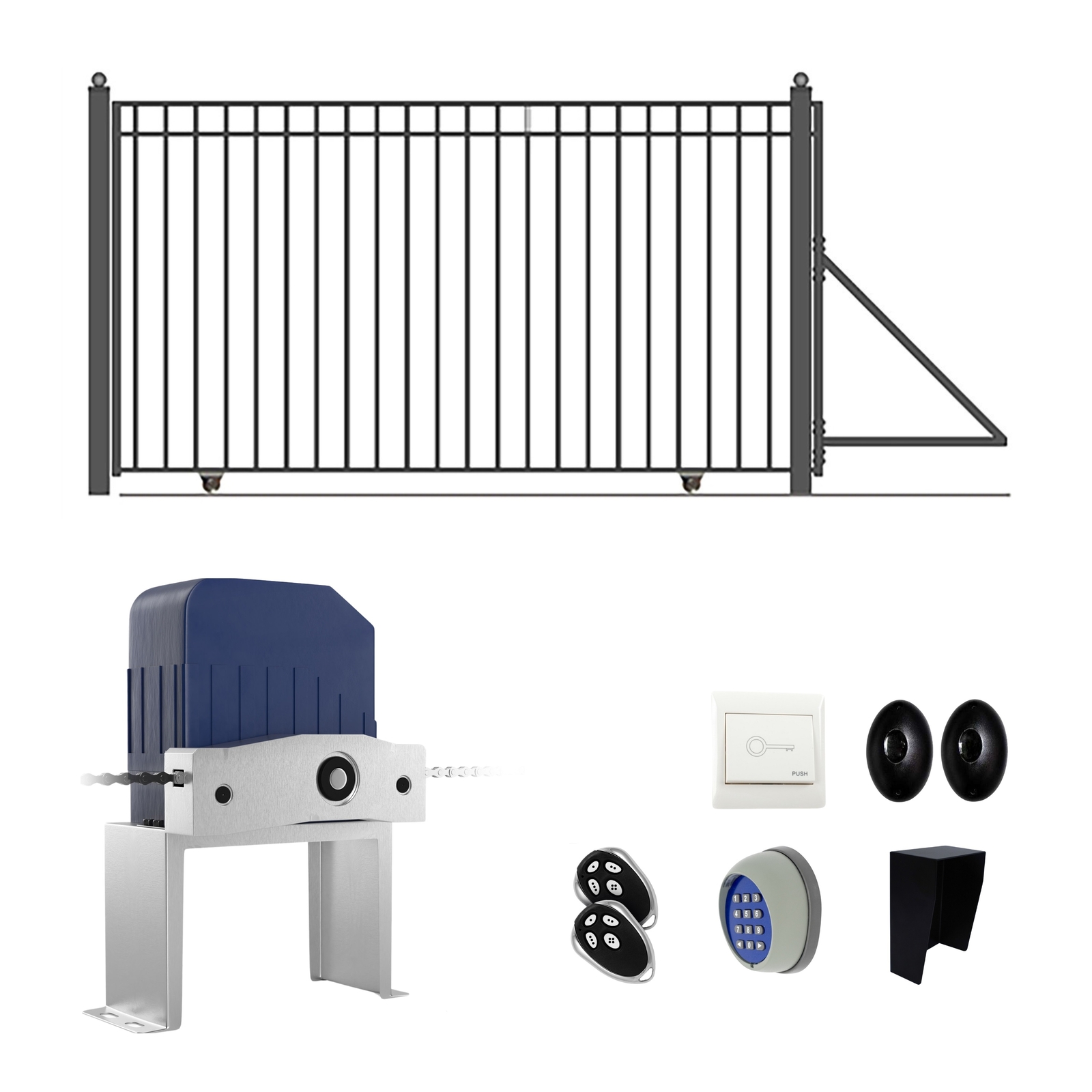 ALEKO Automated Yard Steel Sliding 16' Driveway Gate Madrid Style with Opener