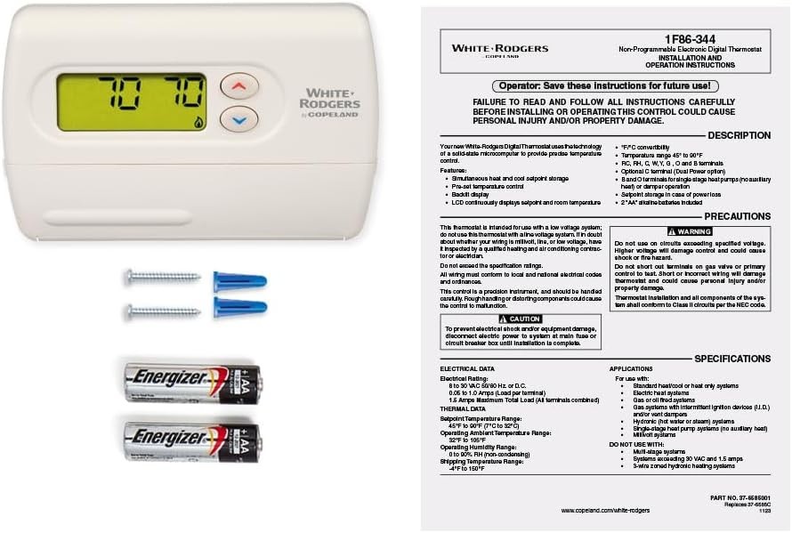 User-Friendly Emerson Thermostat - Non-Programmable for Single-Stage Systems