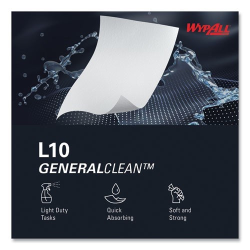 WypAll L10 Towels, POP-UP Box, 1-Ply, 9 x 10.5, White, 125/Box, 18 Boxes/Carton