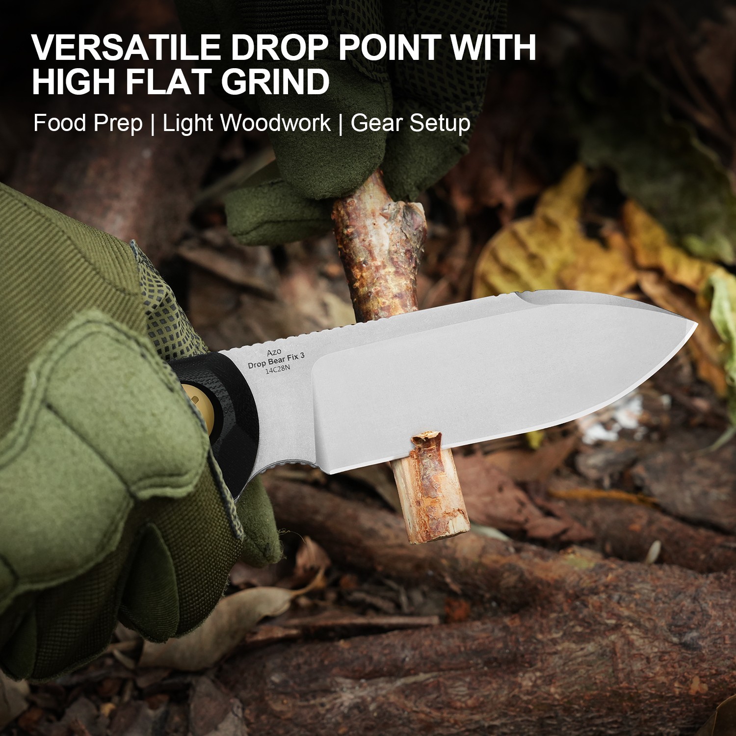 Kizer Drop Bear Fix 3 Fixed Knife 14C28N Blade G10 Handle Medium Size 1101A1