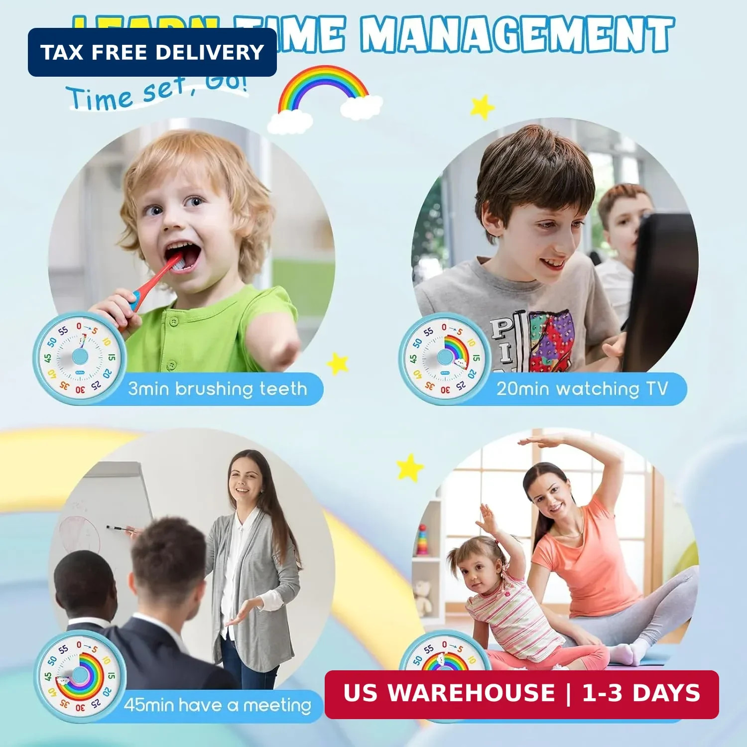 HIPPIH Visual Timer for Kids, 60 Minute Countdown Timers for Classroom Kitchen O