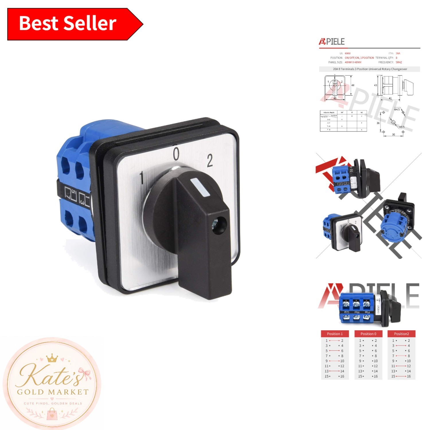 Durable Panel-Mount 3-Position Selector Switch - Touch Control Method