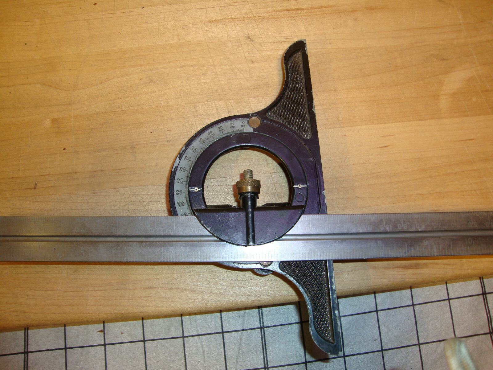MADE IN ENGLAND VINTAGE PROTRACTOR . LEVEL- RULE Brass Nobs