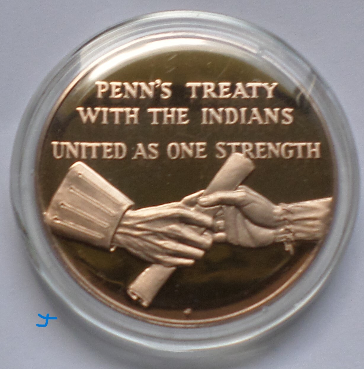 Philadelphia Founder William Penn Signs Treaty with Indians Proof Vintage Medal
