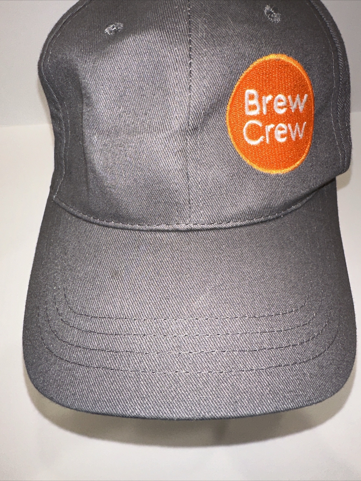 Biggby Brew Crew Orange Logo on Gray Hat Cap Hook Loop Cap America