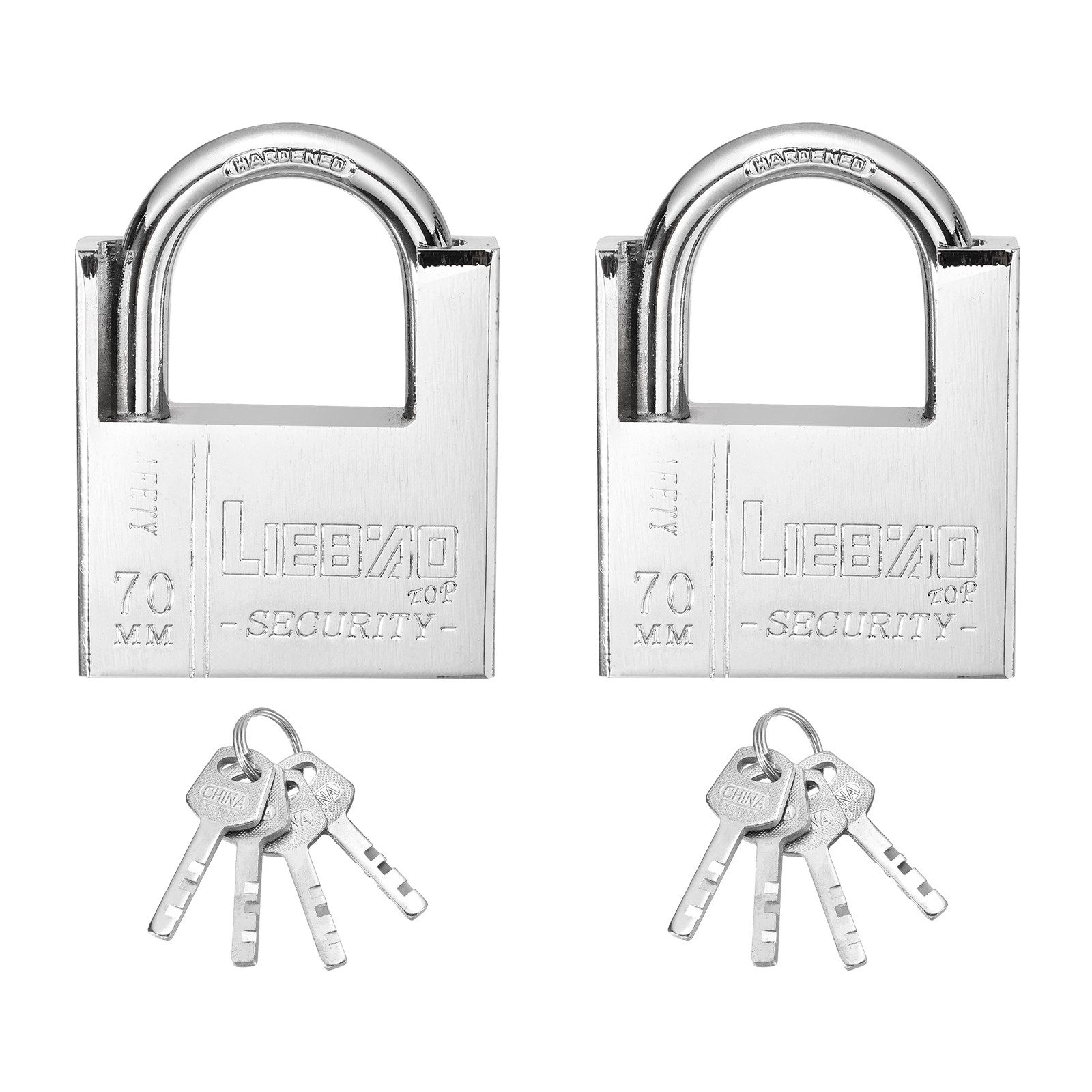 2Pcs High Security Steel Shrouded Padlock with Key, Silver(2-11/16 Inch)