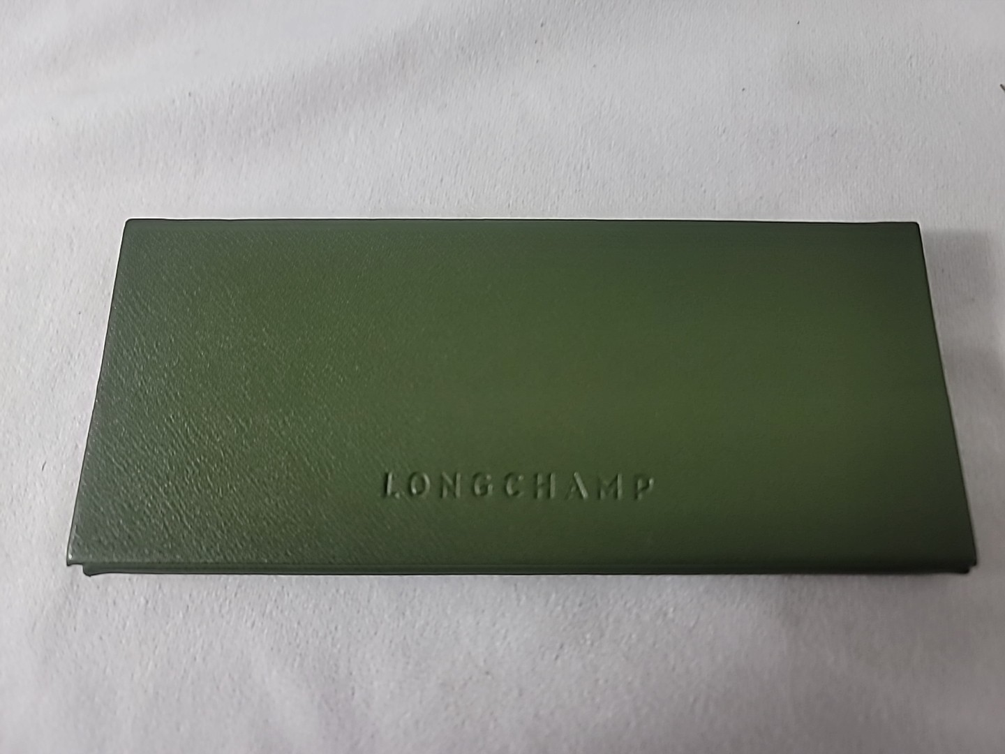 Longchamp Folding Eyeglasses Case Olive Green Faux Leather - NEW & FREE SHIPPING