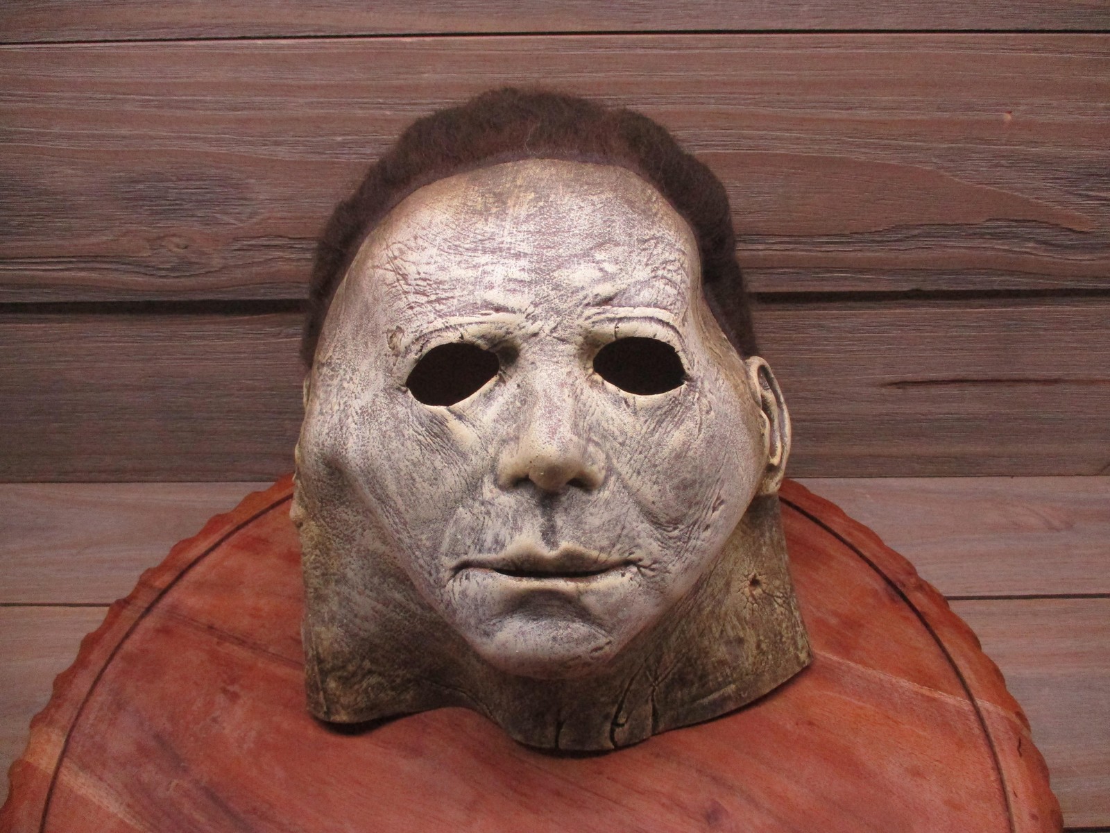 Michael Myers Style Halloween Mask Full Head Latex Adult Brown Hair Horror Prop