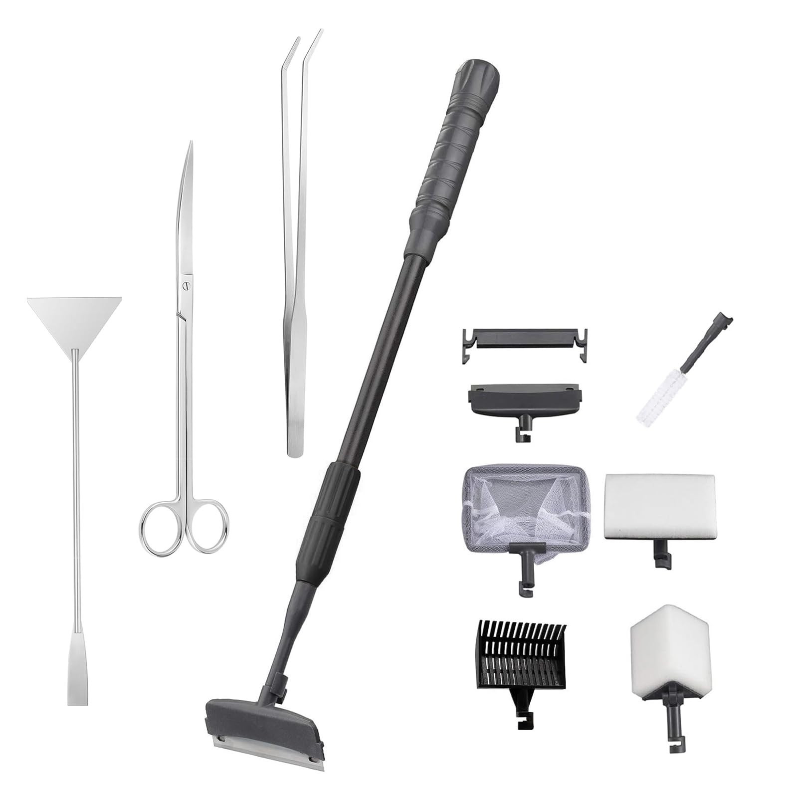 Aquarium Cleaning Kit Long Handle Fish Tank Algae Scraper Net Gravel Rake 2036i
