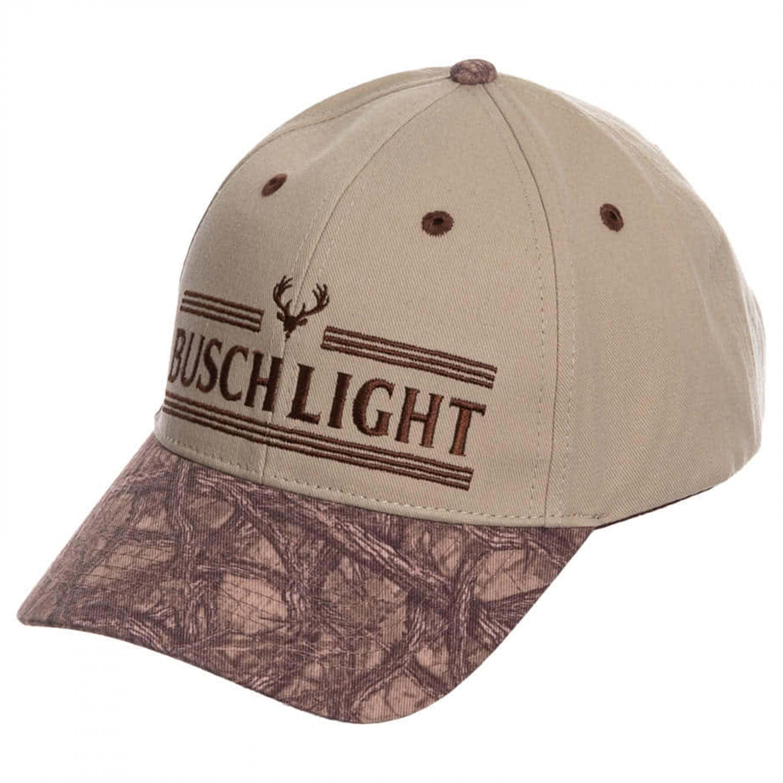 Busch Light Embroidered Buck Logo with Camo Cotton Snapback Hat Multi-Color