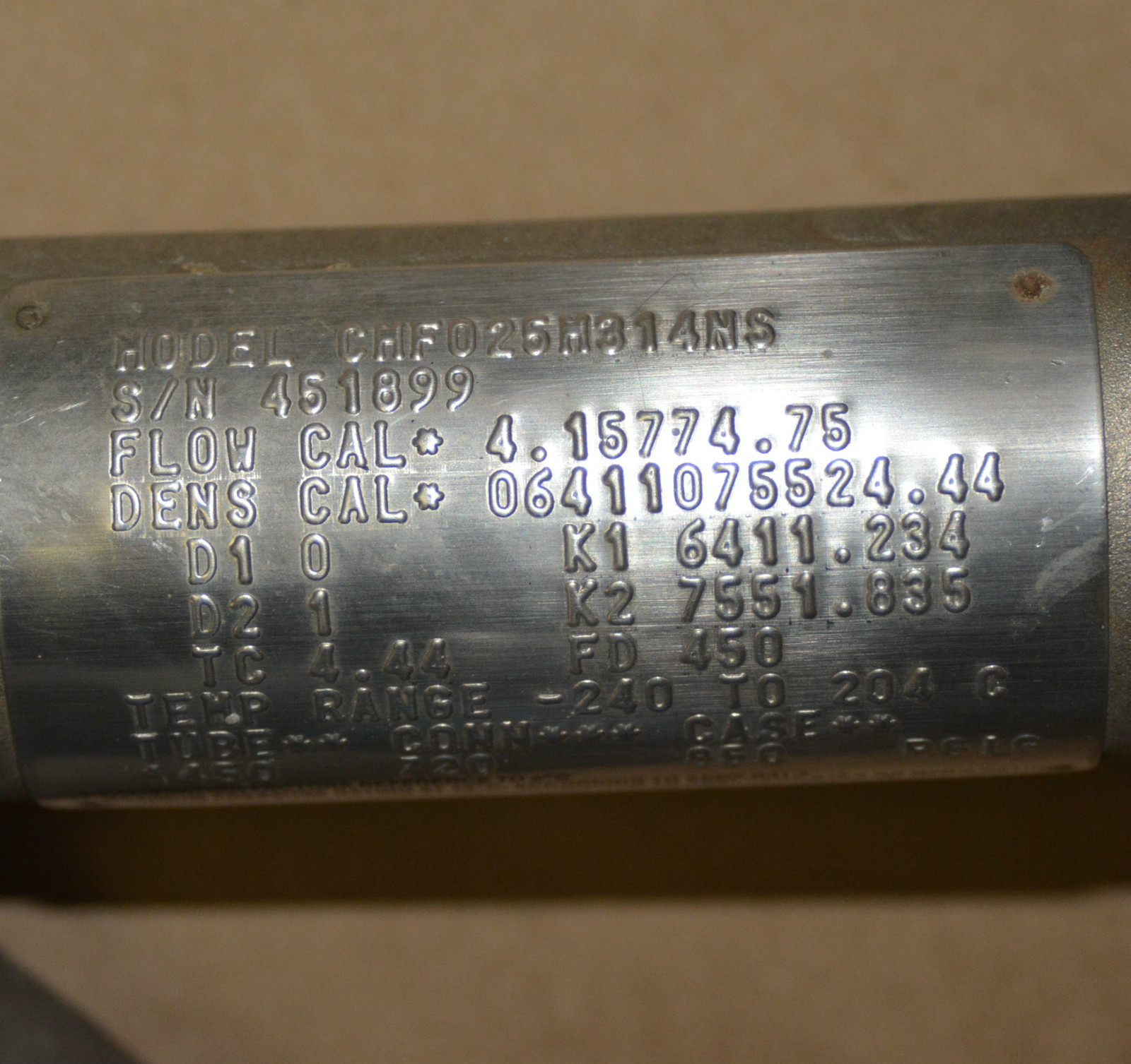 MICRO MOTION Elite Series Mass Flow Sensor CMF025M314NS 1/2"