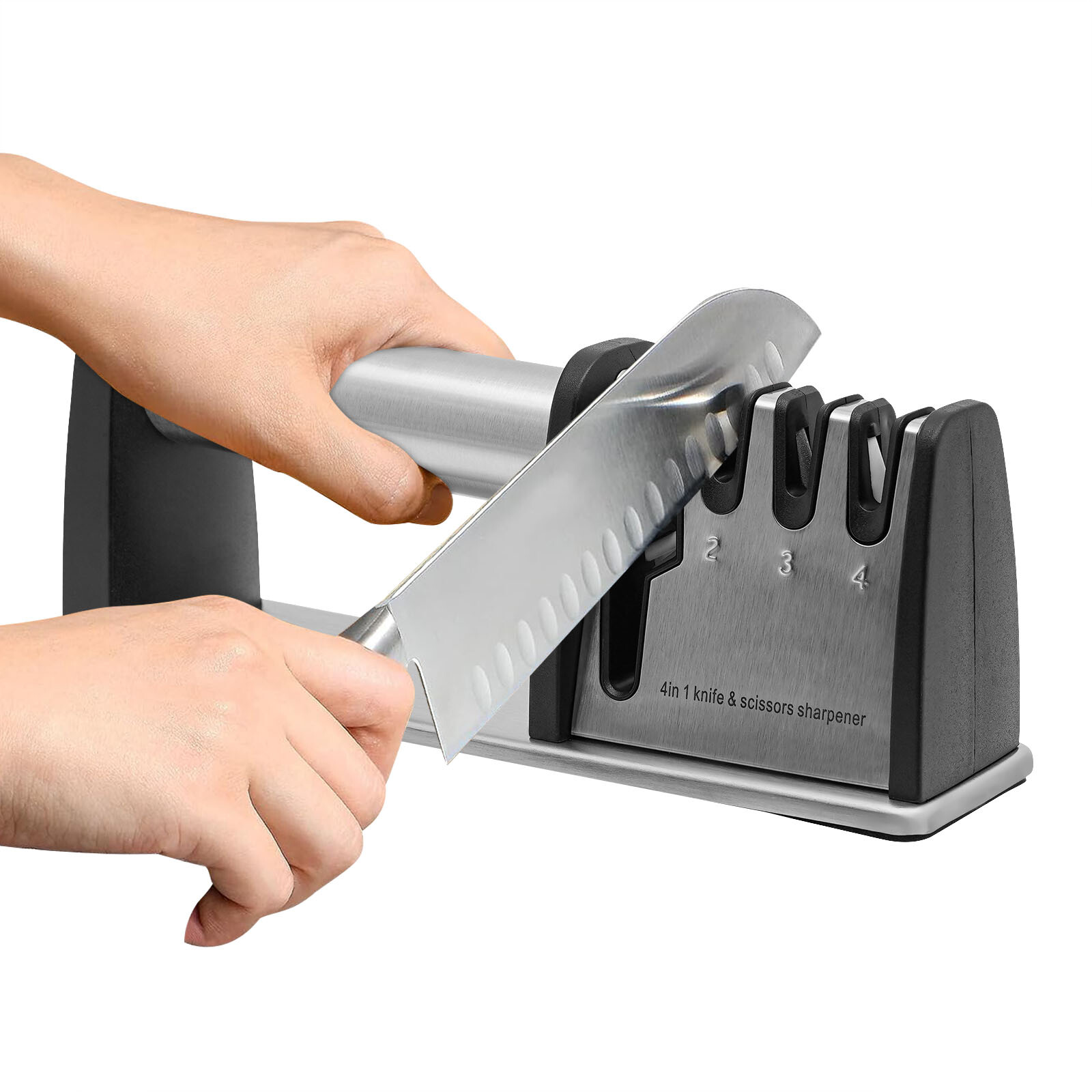 Manual Kitchen Knife Sharpener 4-Stage Knives&Scissors Sharpening Tool Accessory