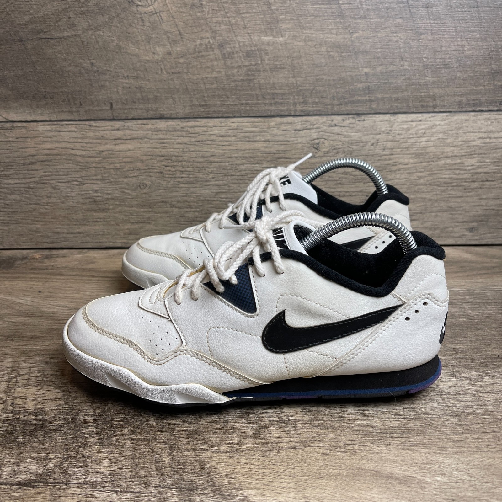 Nike Men's US 8 Golf Shoes White Black Leather Low Top Lace-Up Athletic Sneakers
