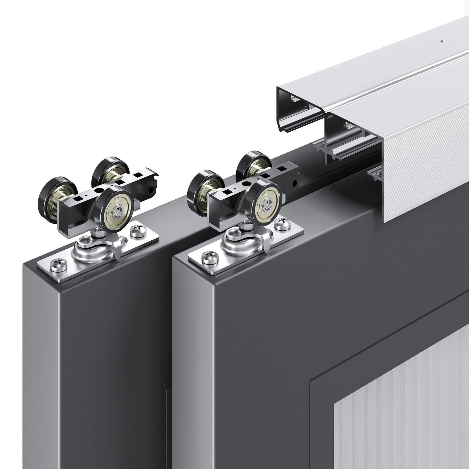 EaseLife 7FT/84in Bypass Double Sliding Pocket Door Hardware Kit 2 Door System