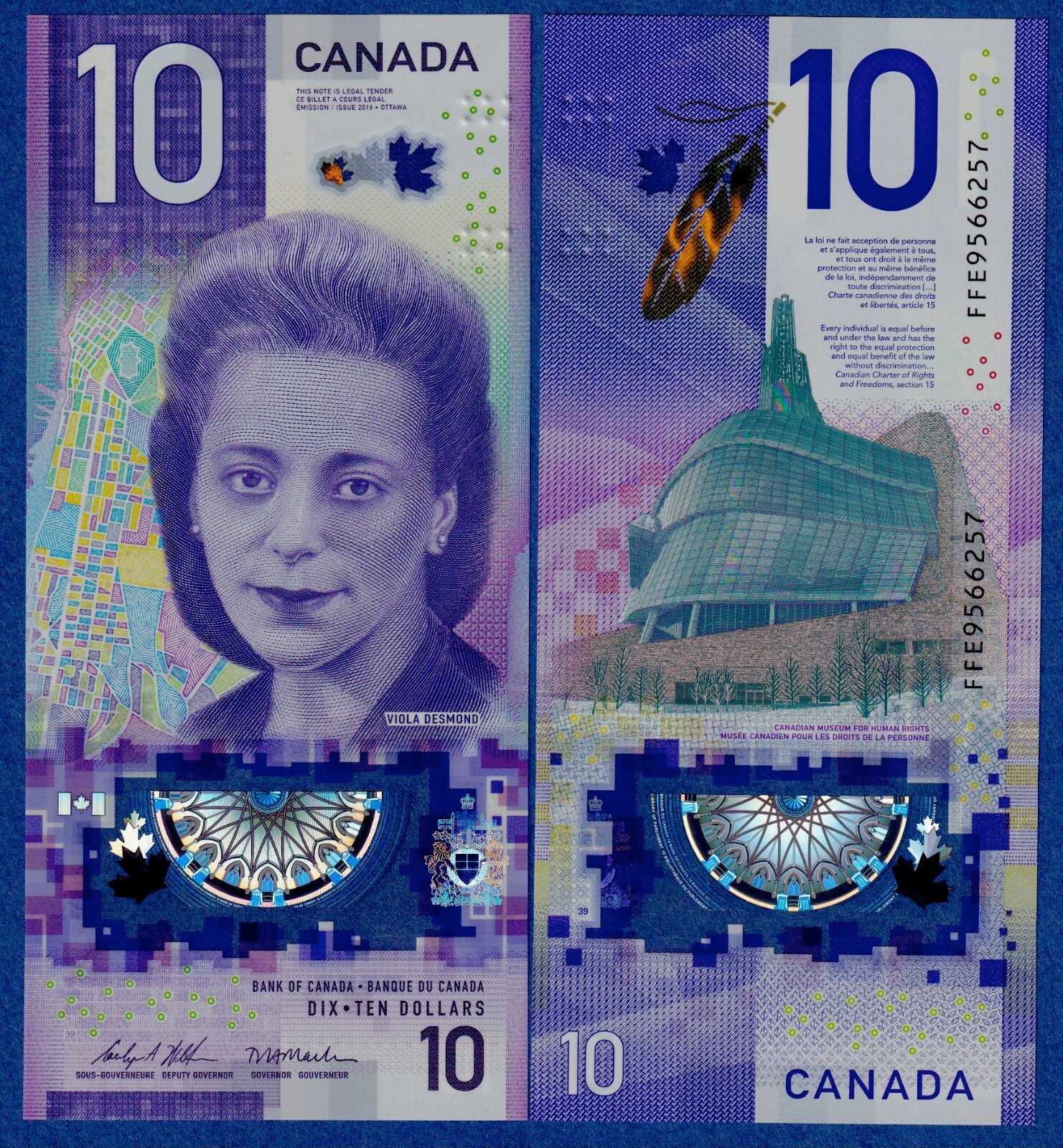 Canada $10 (2018) -BC-77b Viola Desmond -UNC Polymer *IBNS Award Winning Note*