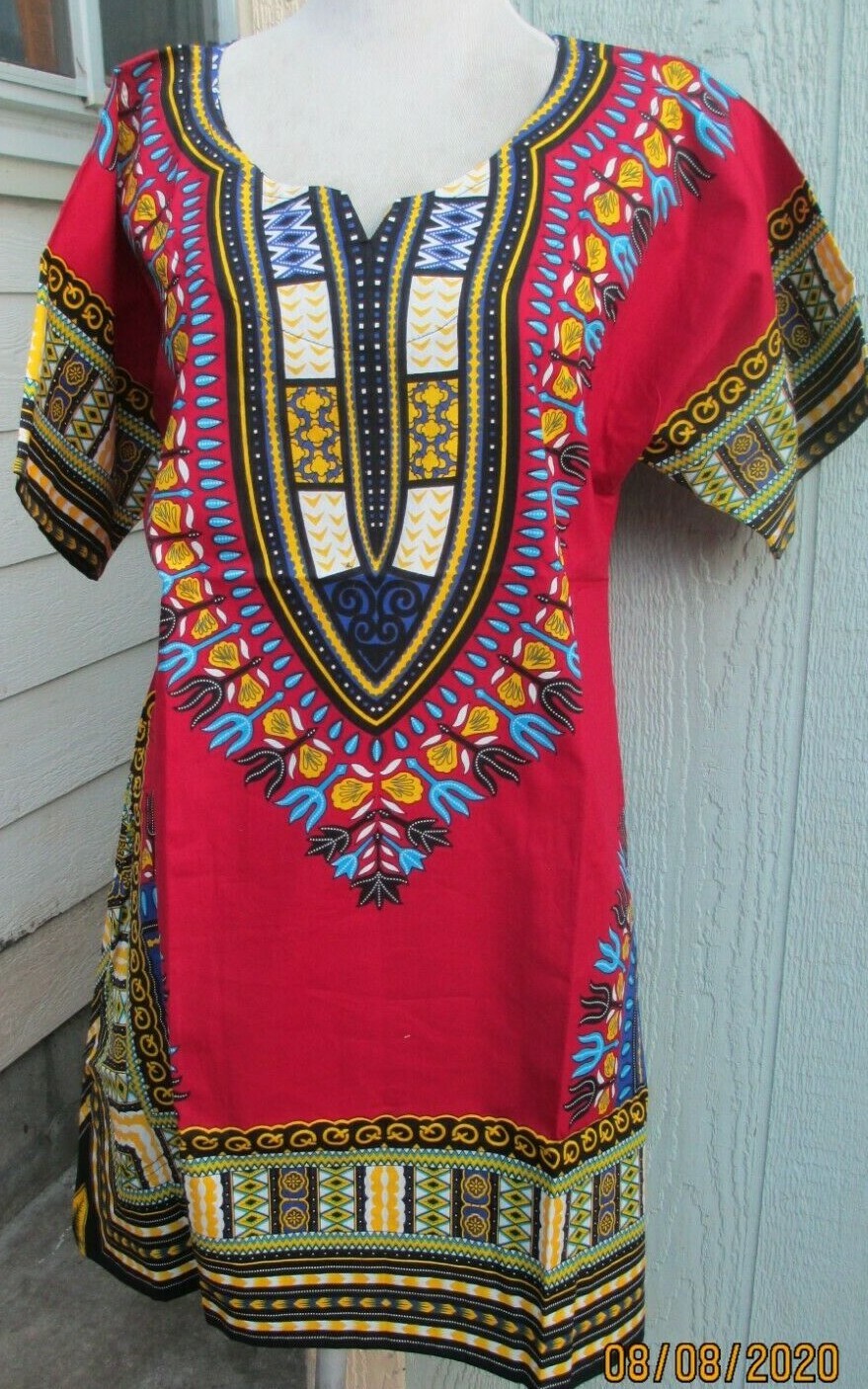Women African Print Dashiki Dress Short Sleeve Party Casual