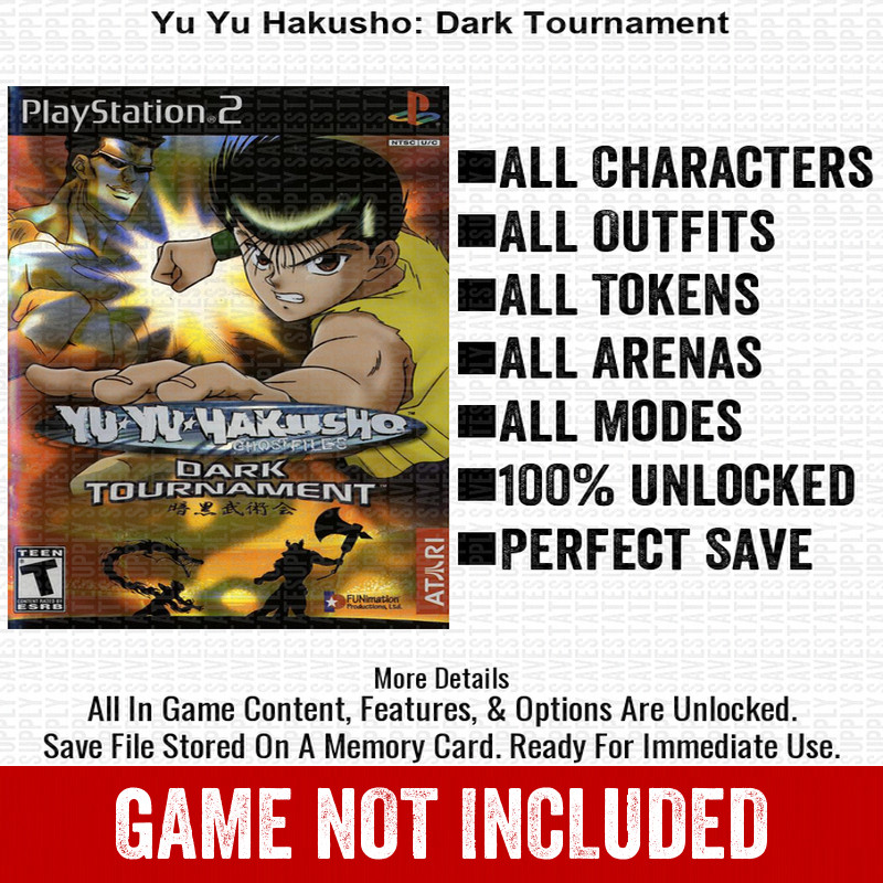 Yu Yu Hakusho Dark Tournament 100% PS2 Memory Card All CHEATS ITEMS