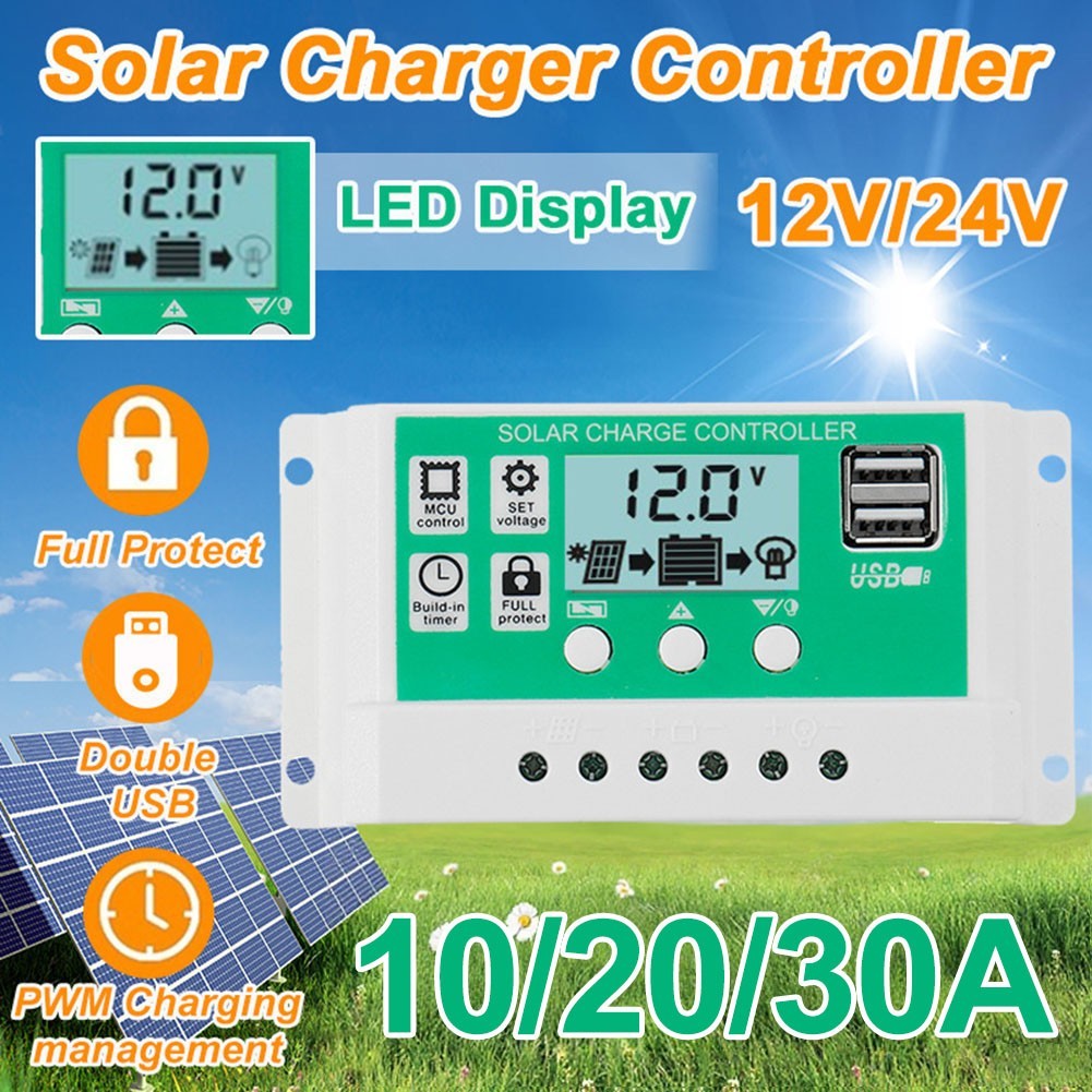 Automatic Charge Controller 10A 20A 30A Charging Current 12V 24V Compatibility