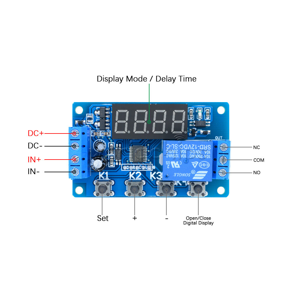 DC 12V Trigger Cycle Automation Timer Delay Relay Module 3-4 Digital LED