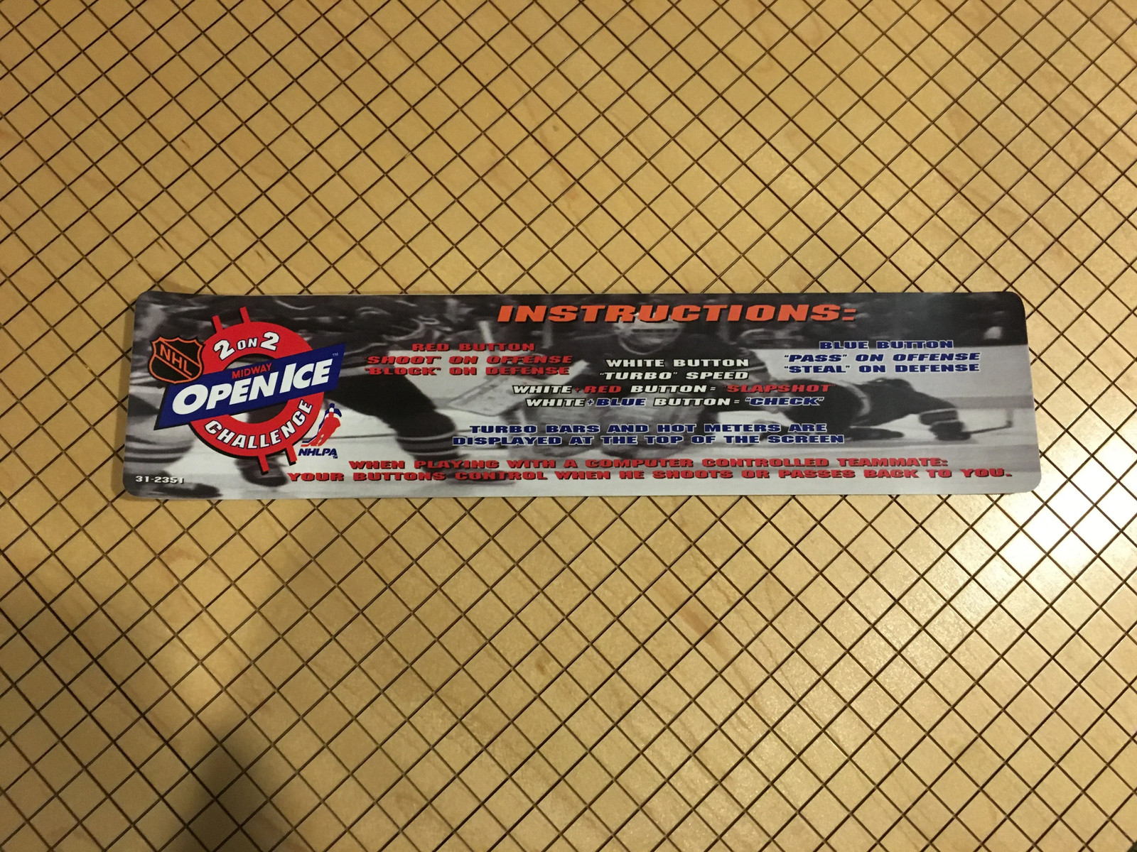 NHL Open Ice Instruction Card
