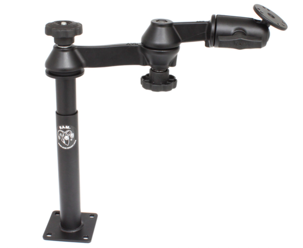 RAM-VP-SW1-89 Ram Mounts Double Swing Arm w/ 2.5" Round AMPS Hole Pattern Base