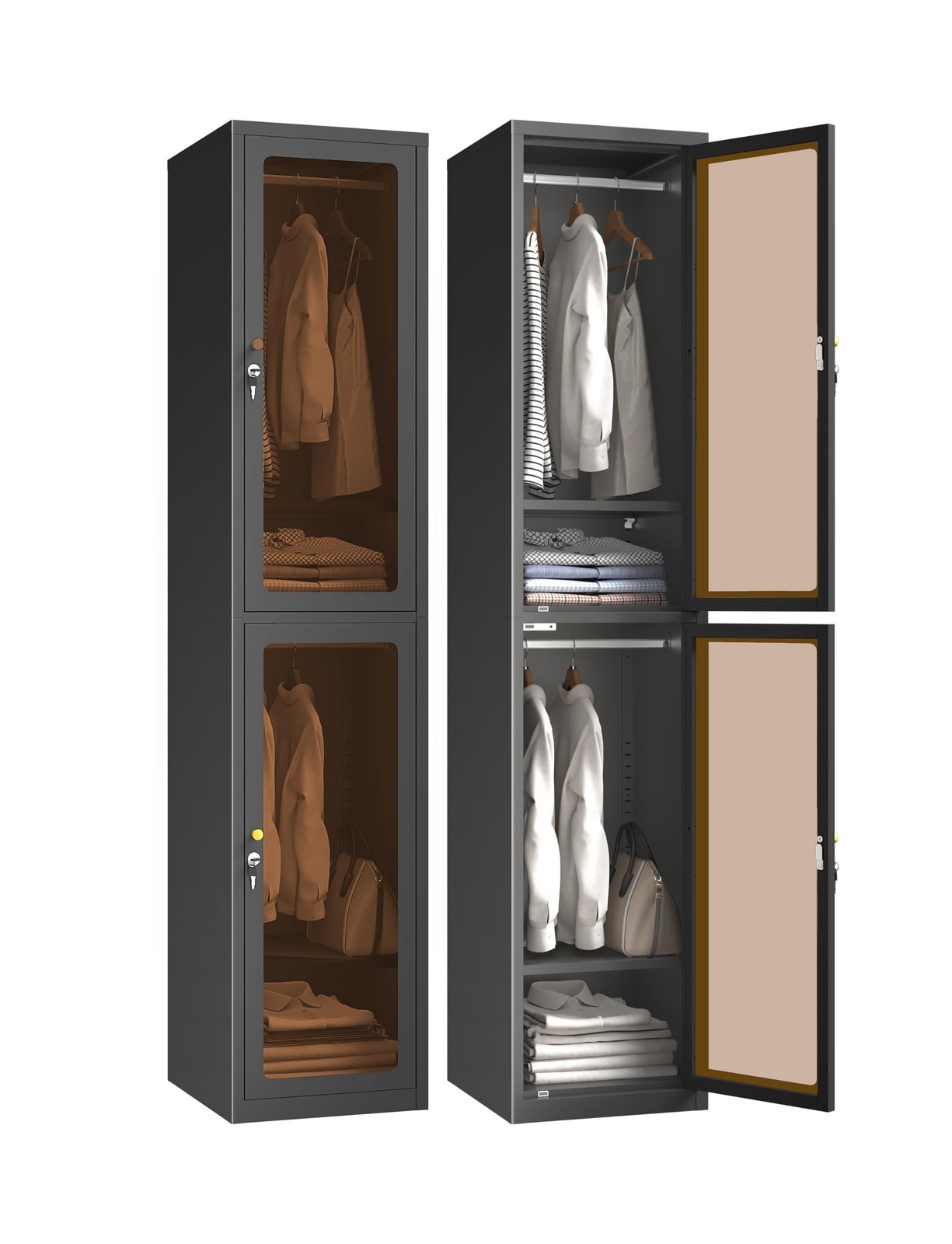 Lockable Metal Locker 0rganizer for Employees,Glass Door Cabinet,Lockable Lif...