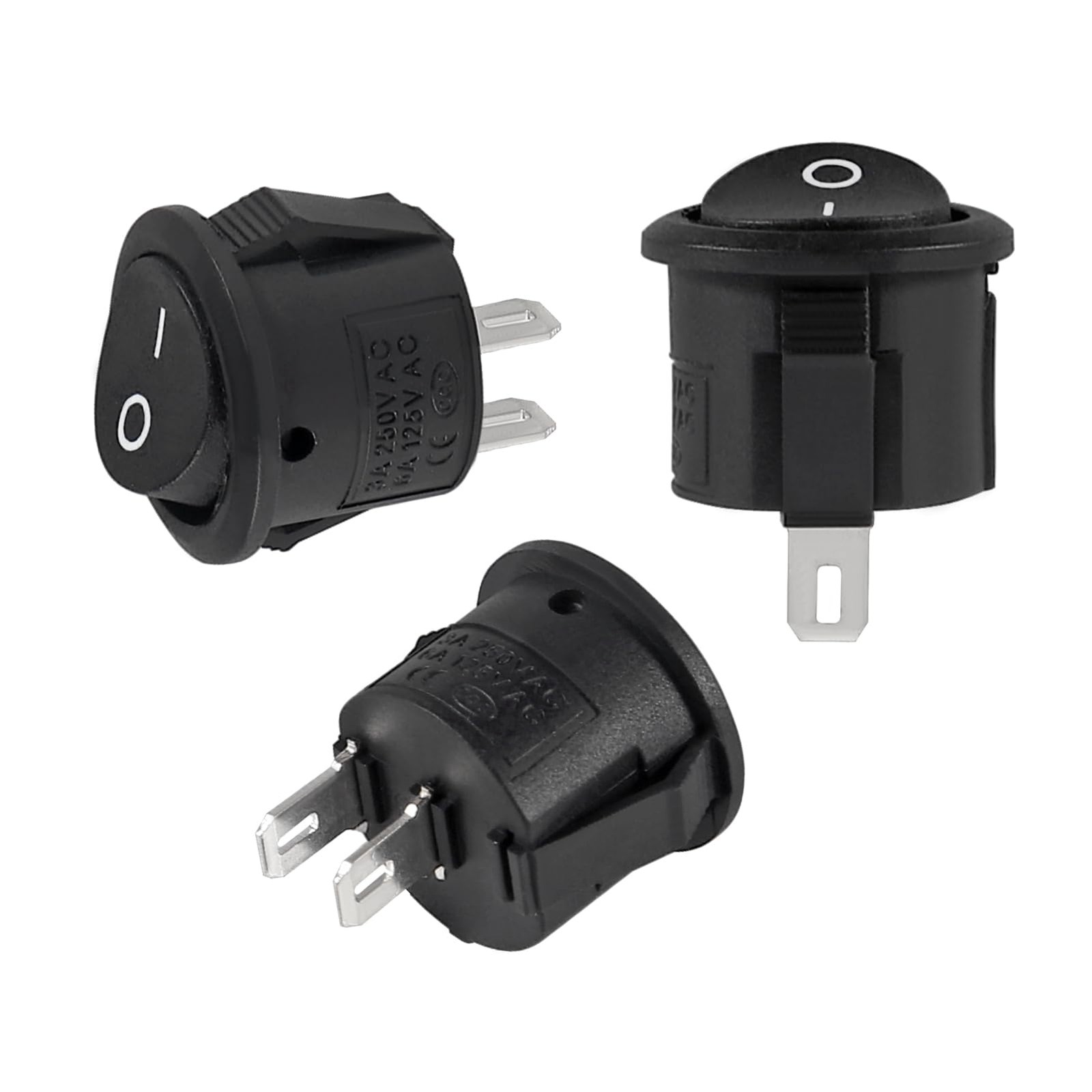 10 Pack Round Rocker Switch 12V ON Off 12 Volt DC Circle Toggle Switch 2 Pin ...