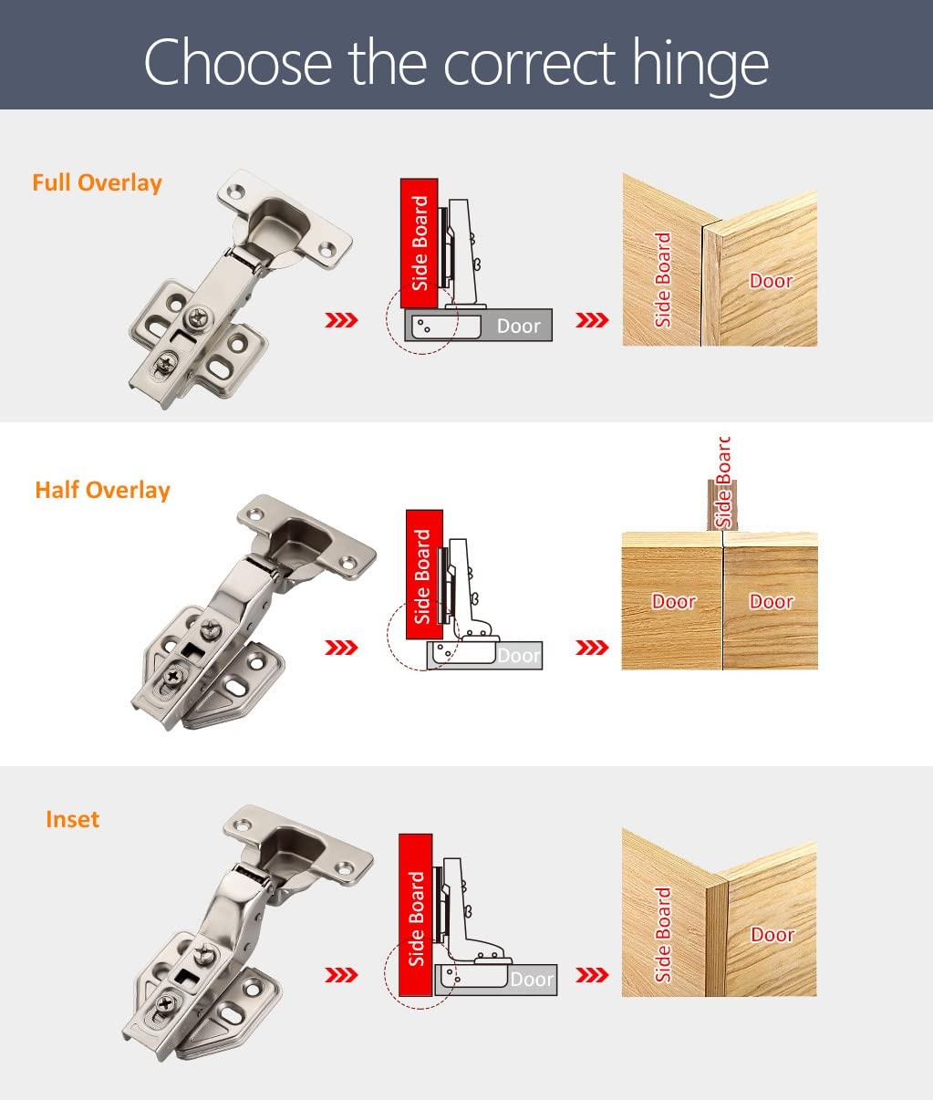 2-Pack Frameless Concealed Cabinet Hinges, Soft-Close, 2D Adjustable (Half-Ov...