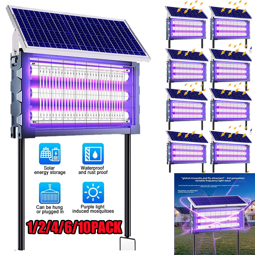 Solar Bug Zapper Outdoor Mosquito Zapper 4500V Waterproof Rechargeable Fly Trap