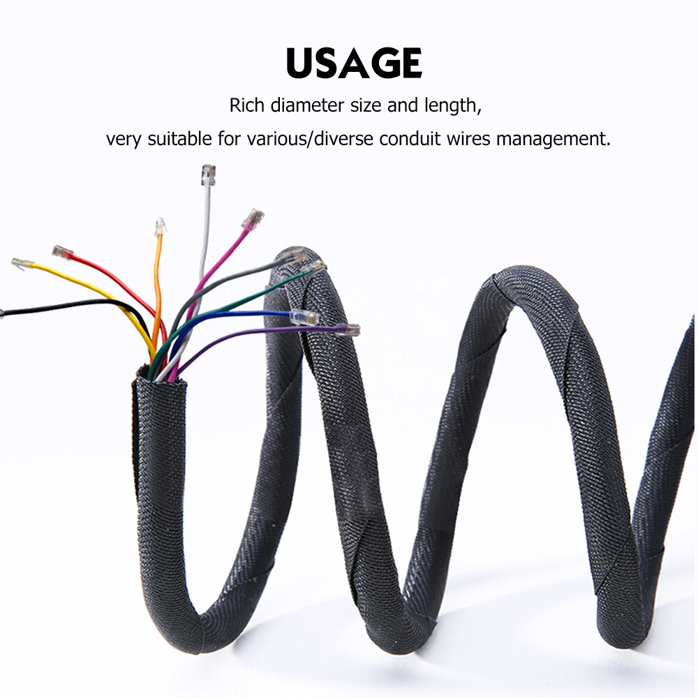 Split Wire Loom, Braided Cable Sleeve Cover Wrap, Cord Protector Reduce Damage