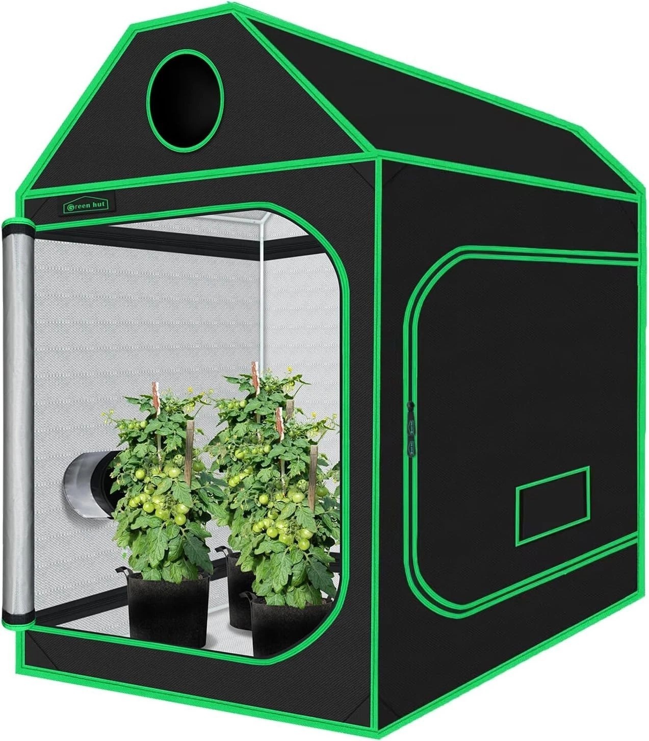 60"x60"x72" 5x5 Light-Proof Mylar Hydroponic Grow Tent with Observation Windows