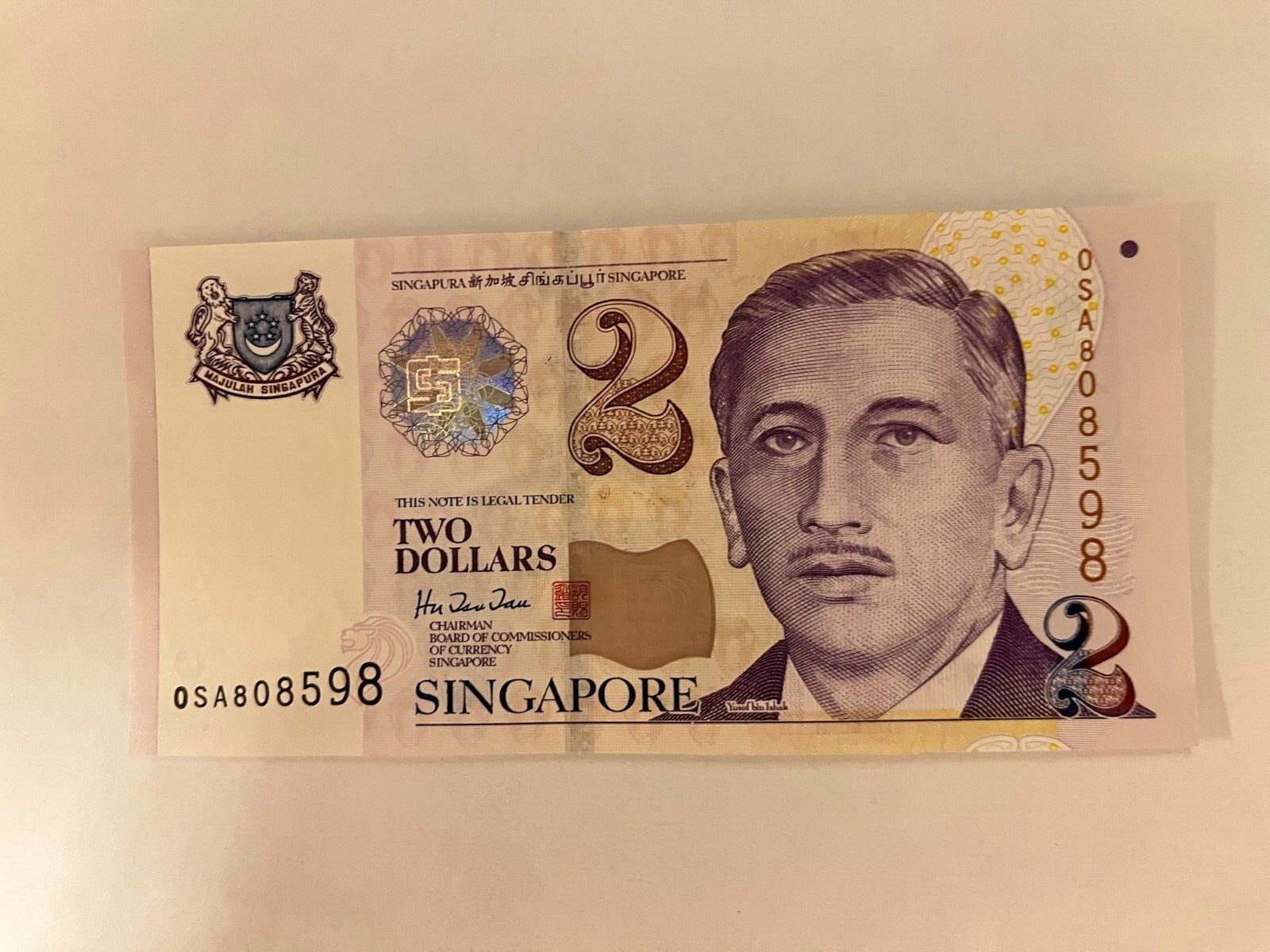 1999 Singapore -2 Dollars World Banknote