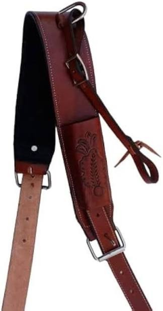 Western Floral Tooled Leather Girth For Horse Rear Flank Saddle Cinch Billets