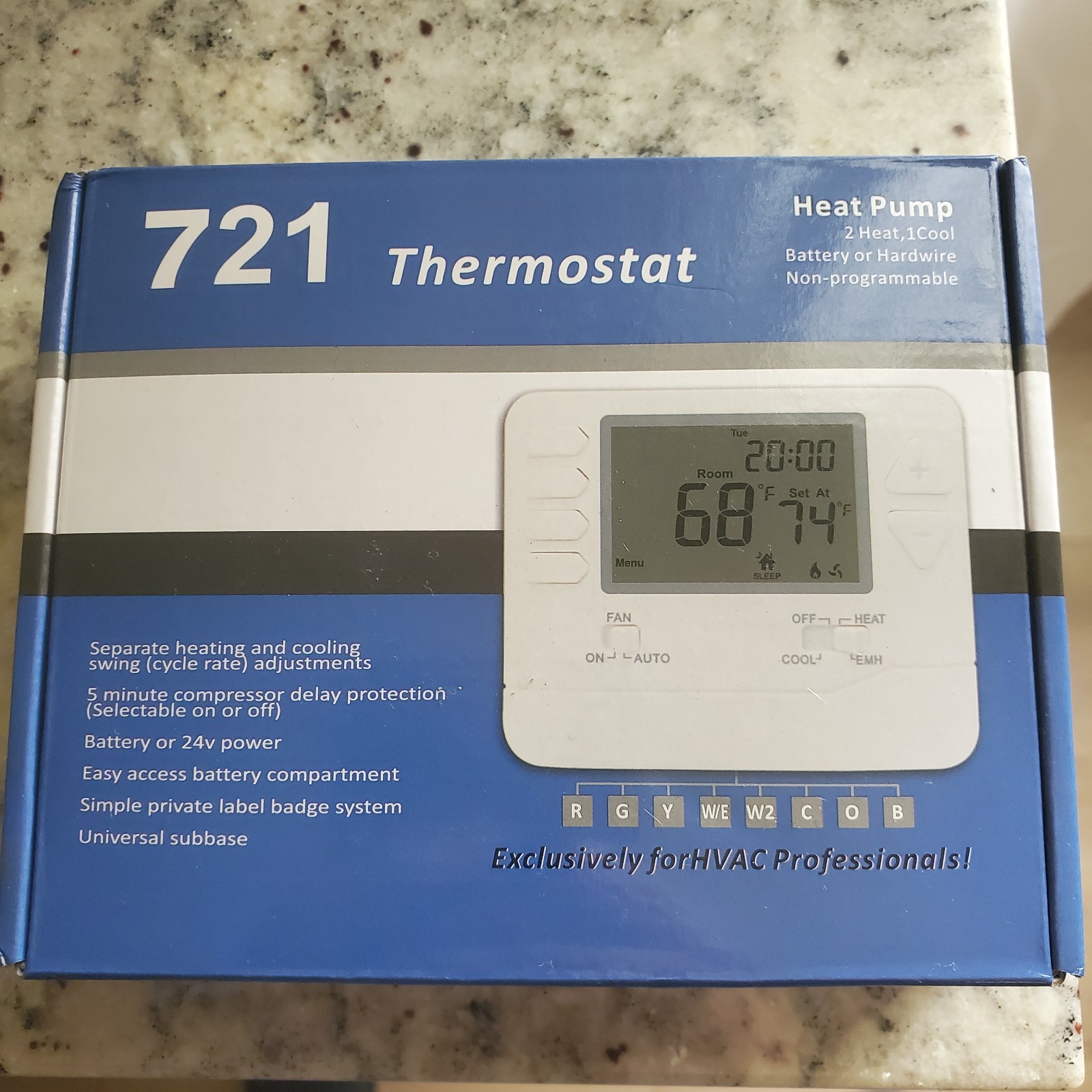 T721 Digital Thermostat Non-Programmable 2 Heat 1 Cool Heat Pump HVAC New