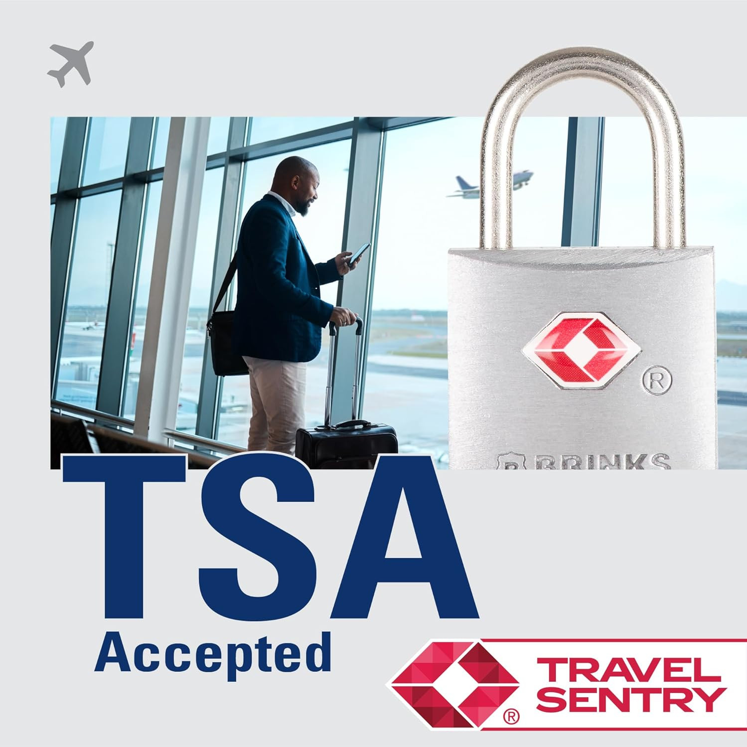 TSA Approved Padlock, 22mm Aluminum, Chrome-Plated with Hardened Steel Shackl...