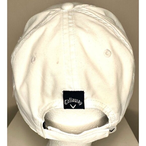 Callaway Golf Hat White Baseball Cap Adjustable Hook Loop Embroidered Logo